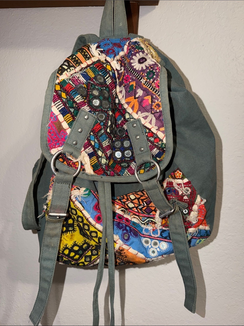 Earthbound Boho Slashed Floral Backpack‎ Hippie Gypsy Fairy Bag Vacation Purse